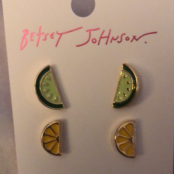 Betsey Johnson Gold Tone Lemon & Lime Wedge Stud Earring Set NWT - Picture 3 of 13
